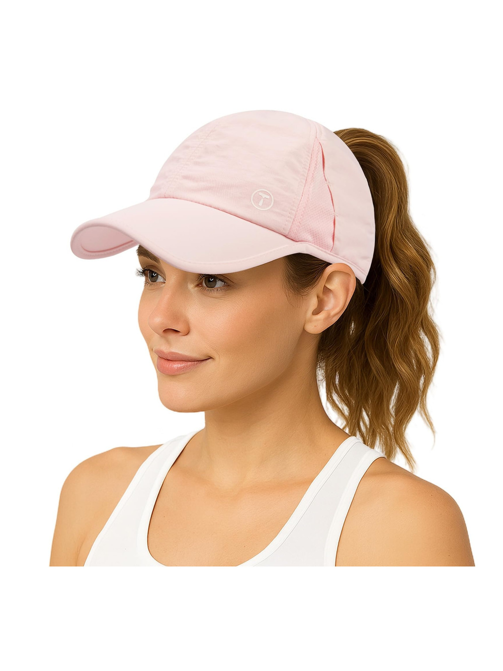 ChicPonyTM UPF 50+ Cooling High Ponytail Baseball Cap | Baby Pink | Size L-XL